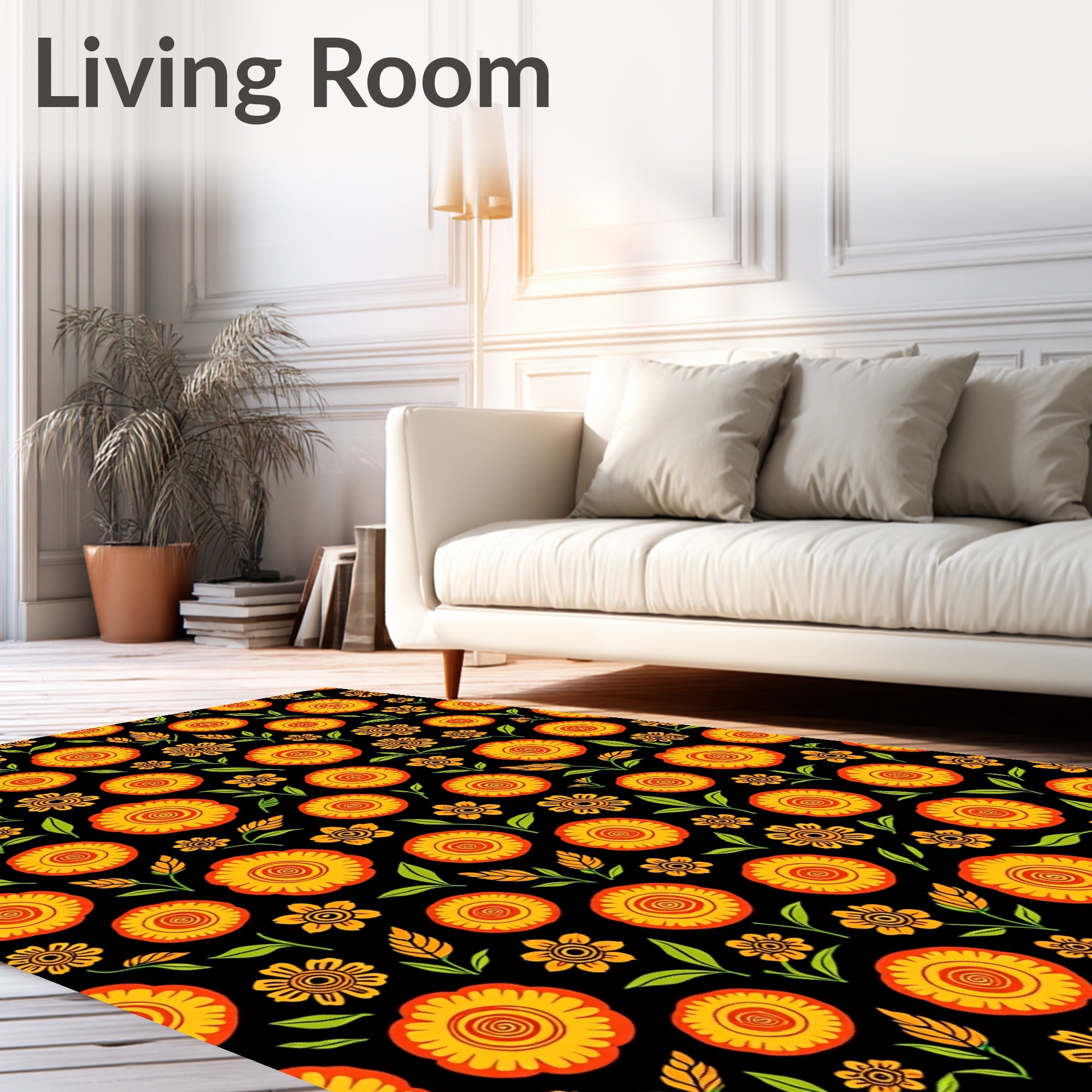 Vibrant Floral Patterned Folk Rug
