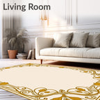 Gold Floral Swirl Art Nouveau Rug