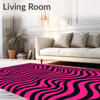 Vivid Pink Wave Striped Pattern Rug