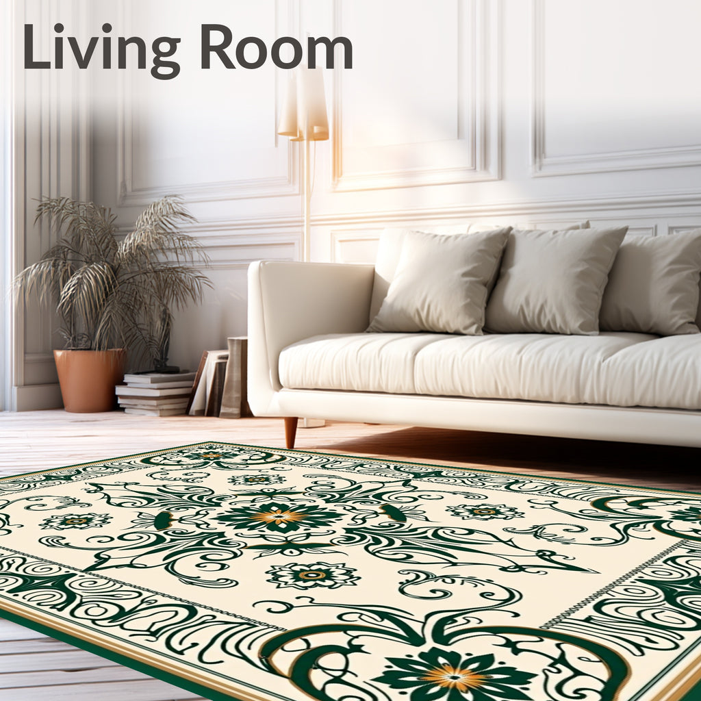 Intricate Floral Scrollwork Pattern Design Rug