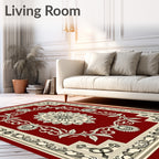 Elegant Red Floral Mandala Pattern Rug