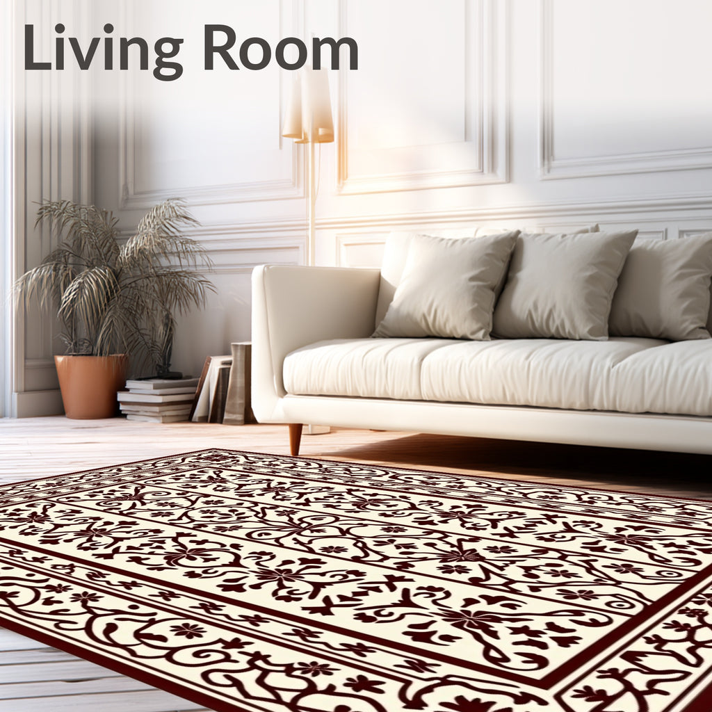 Elegant Floral Vine Blossom Pattern Rug