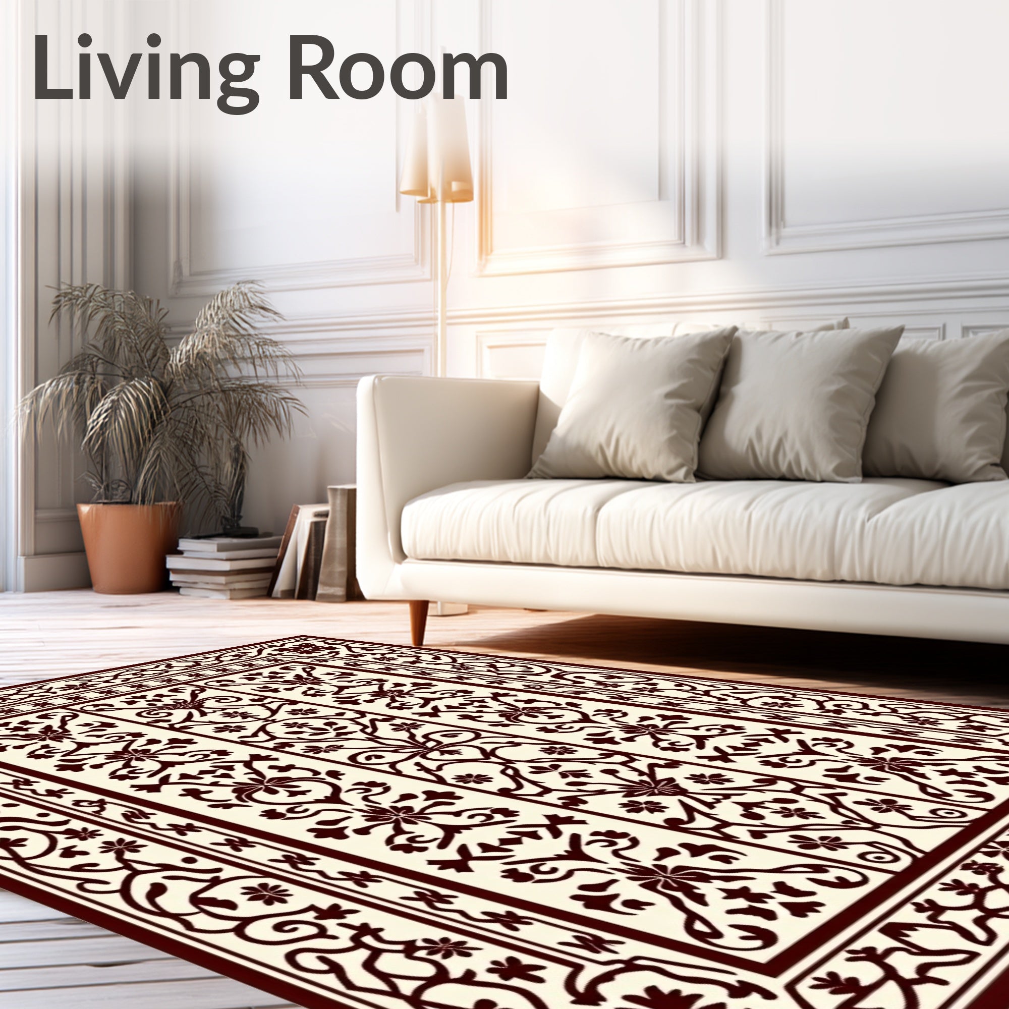 Elegant Floral Vine Blossom Pattern Rug