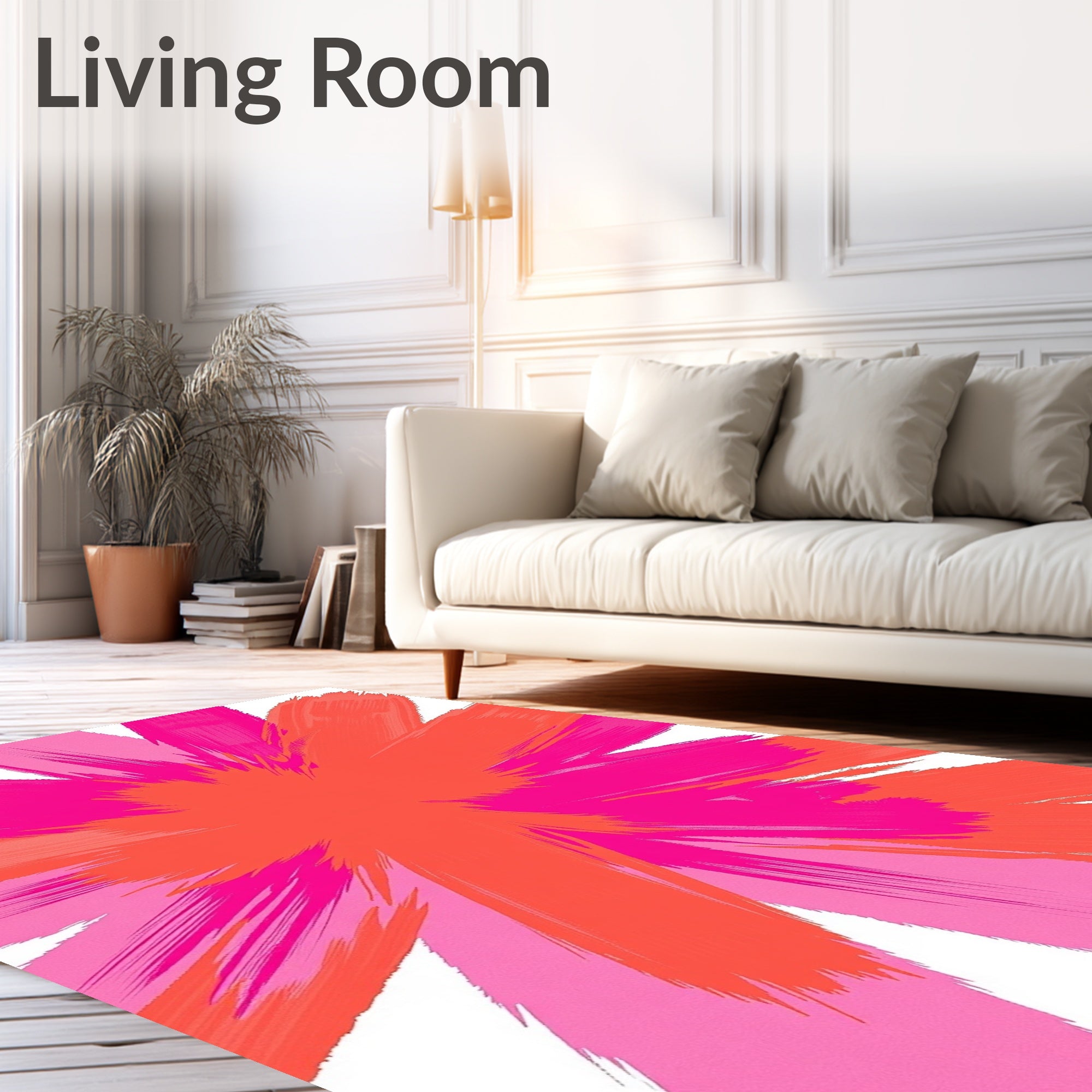 Vibrant Brushstroke Floral Pattern Rug