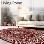 Ornate Red Cream Floral Pattern Rug