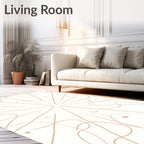 Abstract Tan Swirls and Dots Rug