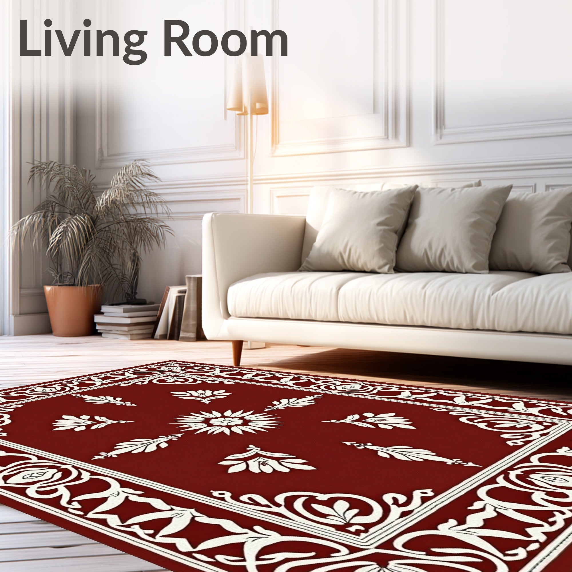 Elegant Floral Medallion Bordered Design Rug