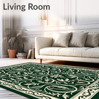 Green Ivory Floral Swirls Rug