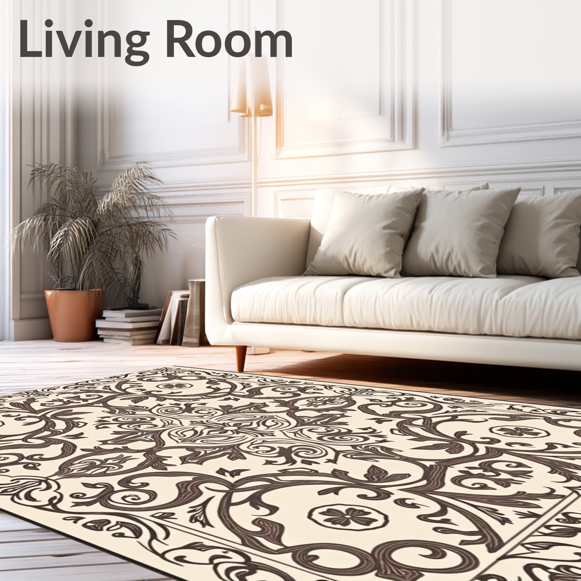 Ornate Floral Scrollwork Pattern Rug
