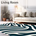 Dark Beige Wavy Stripe Pattern Rug