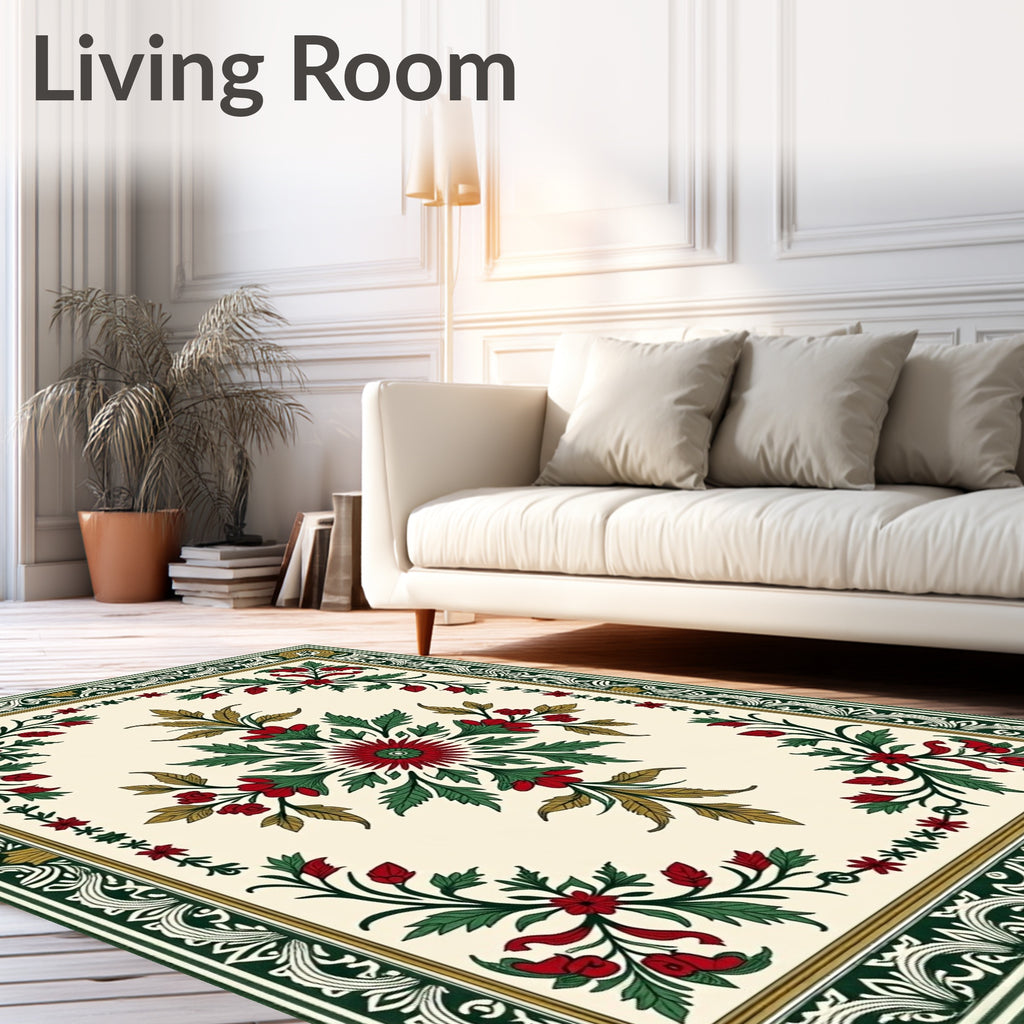 Rich Floral Garland Patterned Rug