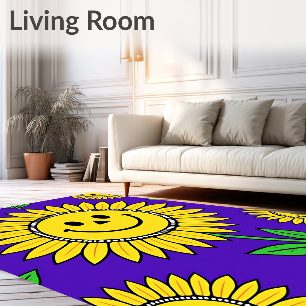 Happy Sunflower Pattern Design Rug