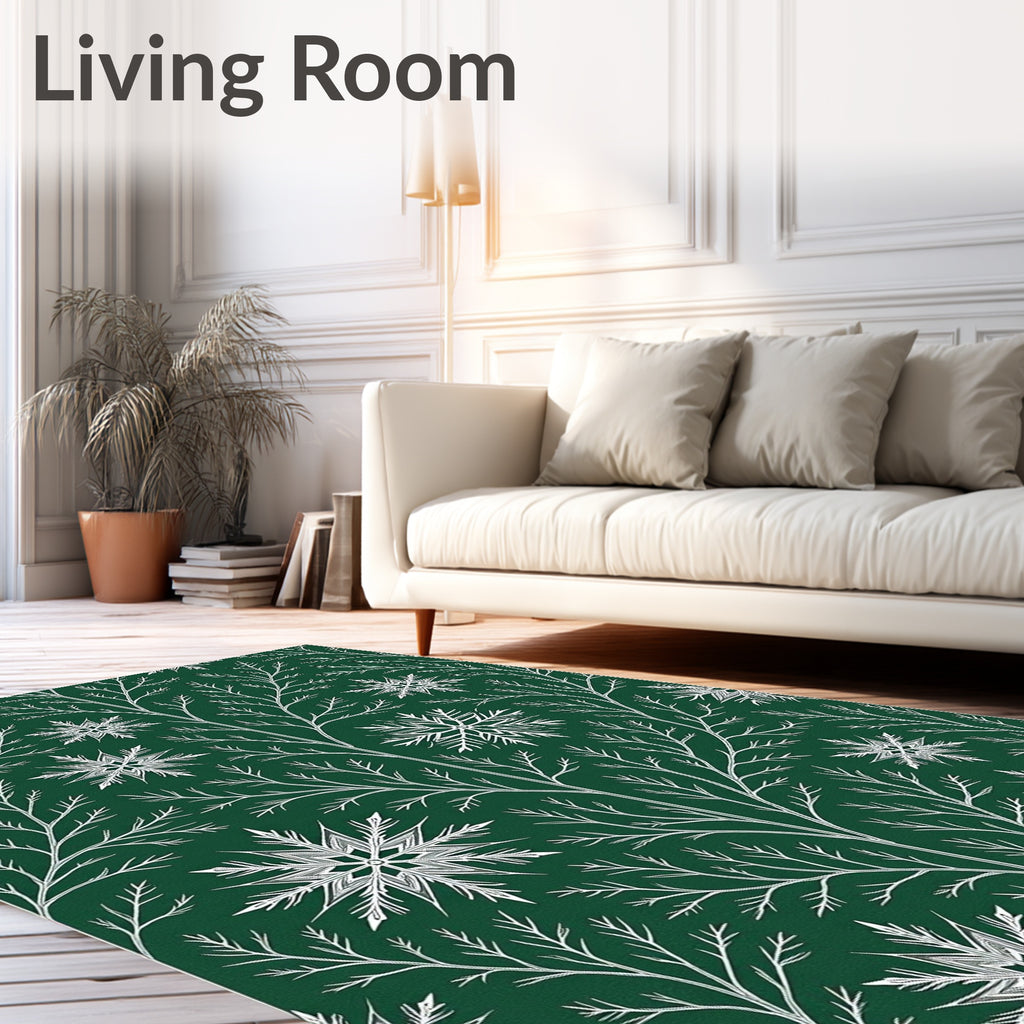 Winter Branch Snowflake Pattern Rug