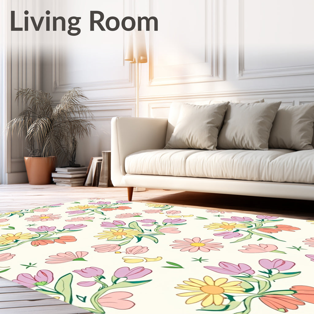 Pastel Spring Floral Pattern Rug