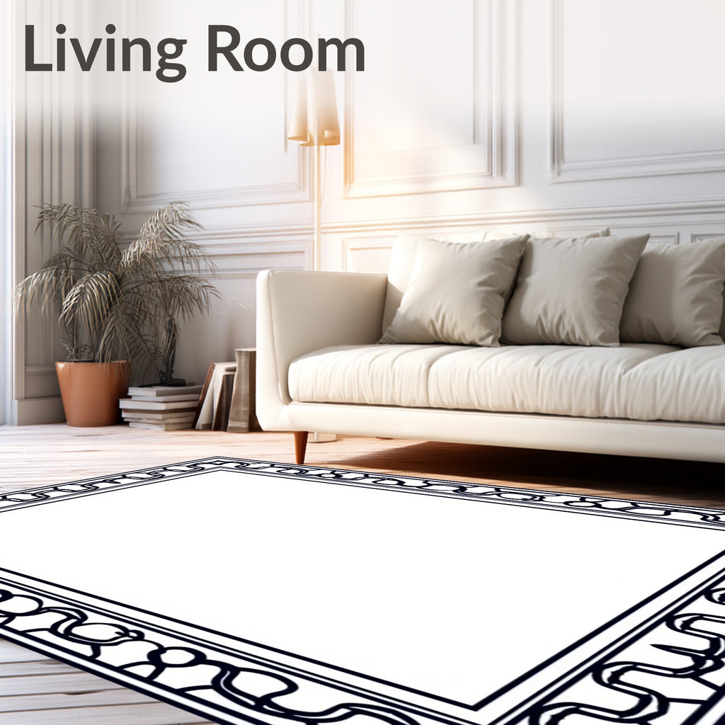 Ornate Linear Geometric Frame Design Rug