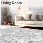 Monochromatic Floral Swirl Pattern Rug