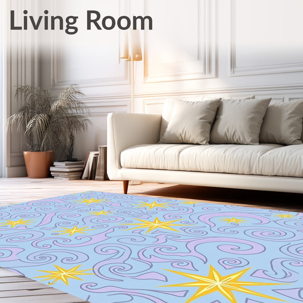 Whimsical Star Swirl Pattern Design Rug
