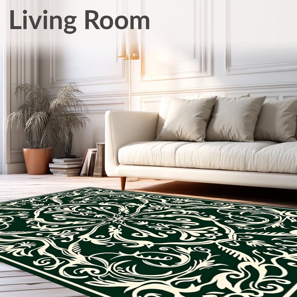 Intricate Cream Floral Damask Rug