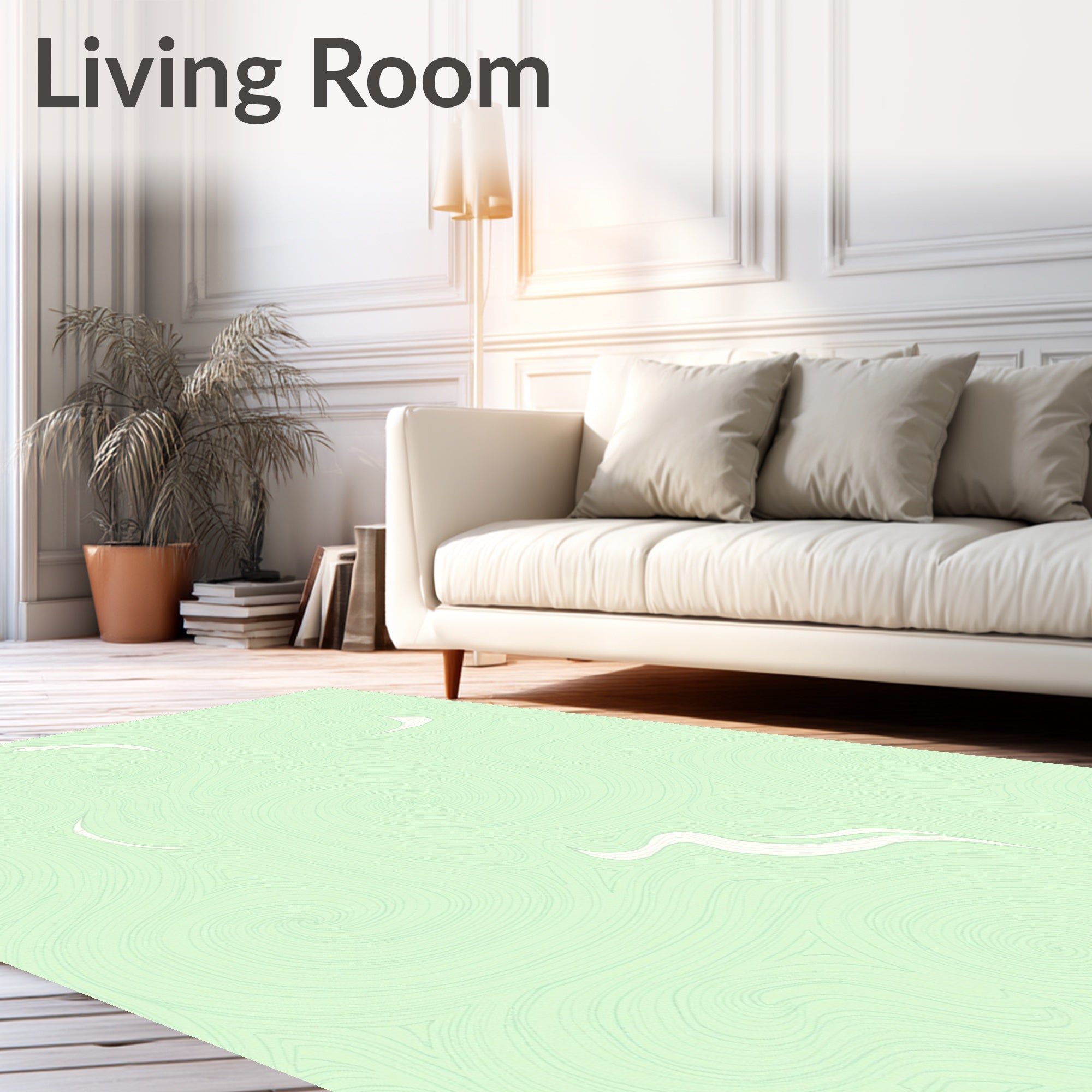 Abstract Swirling Mint And White Design Rug