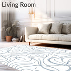 Cool Blue Swirl Abstract Pattern Rug