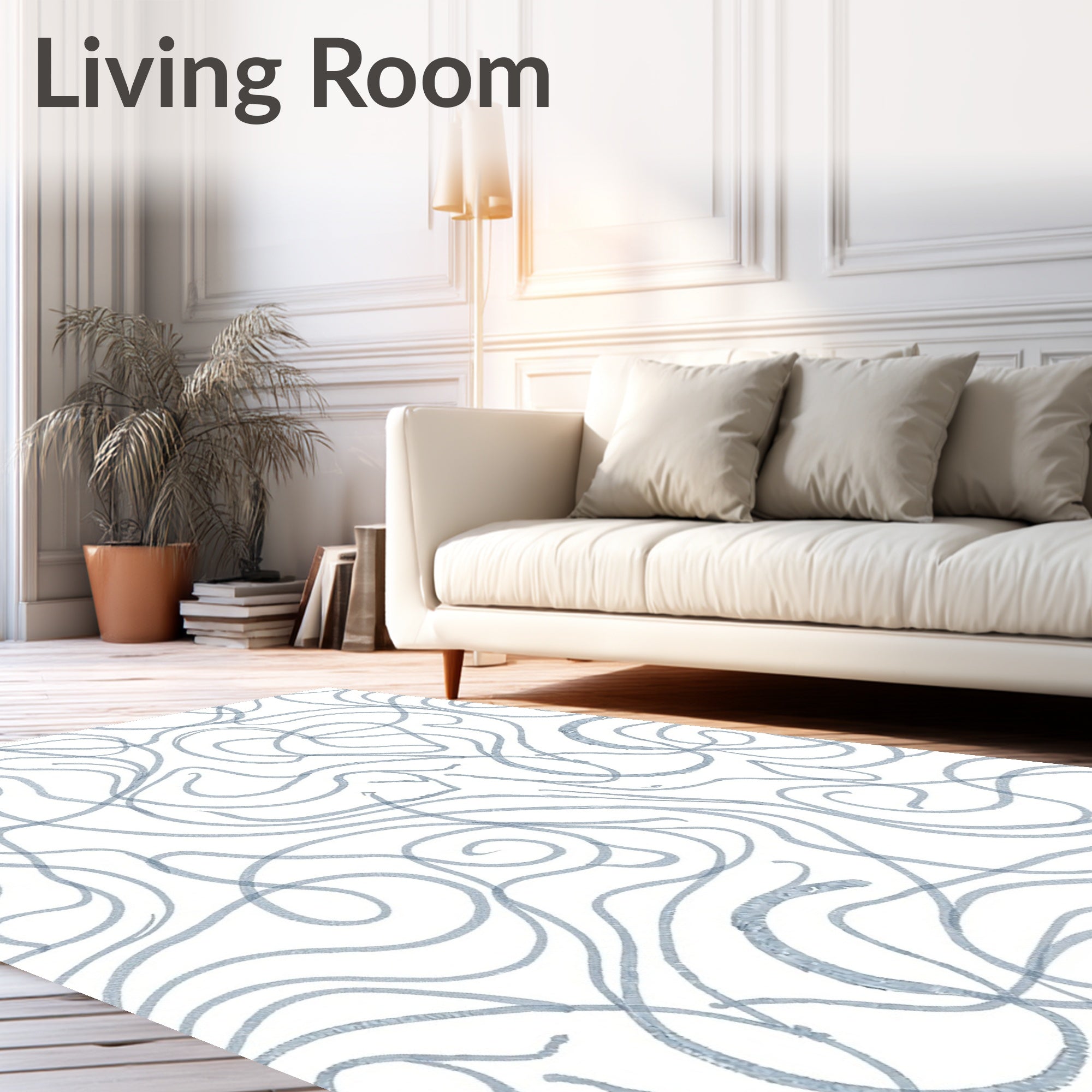 Cool Blue Swirl Abstract Pattern Rug