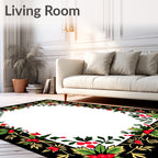 Christmas Berry Leaf Border Rug