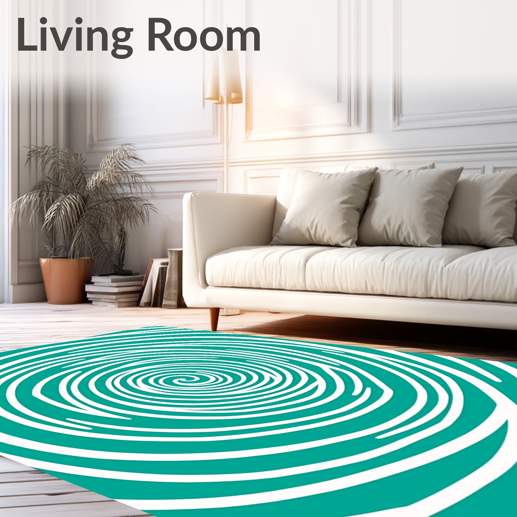 Teal Swirl Curve Pattern Design Rug