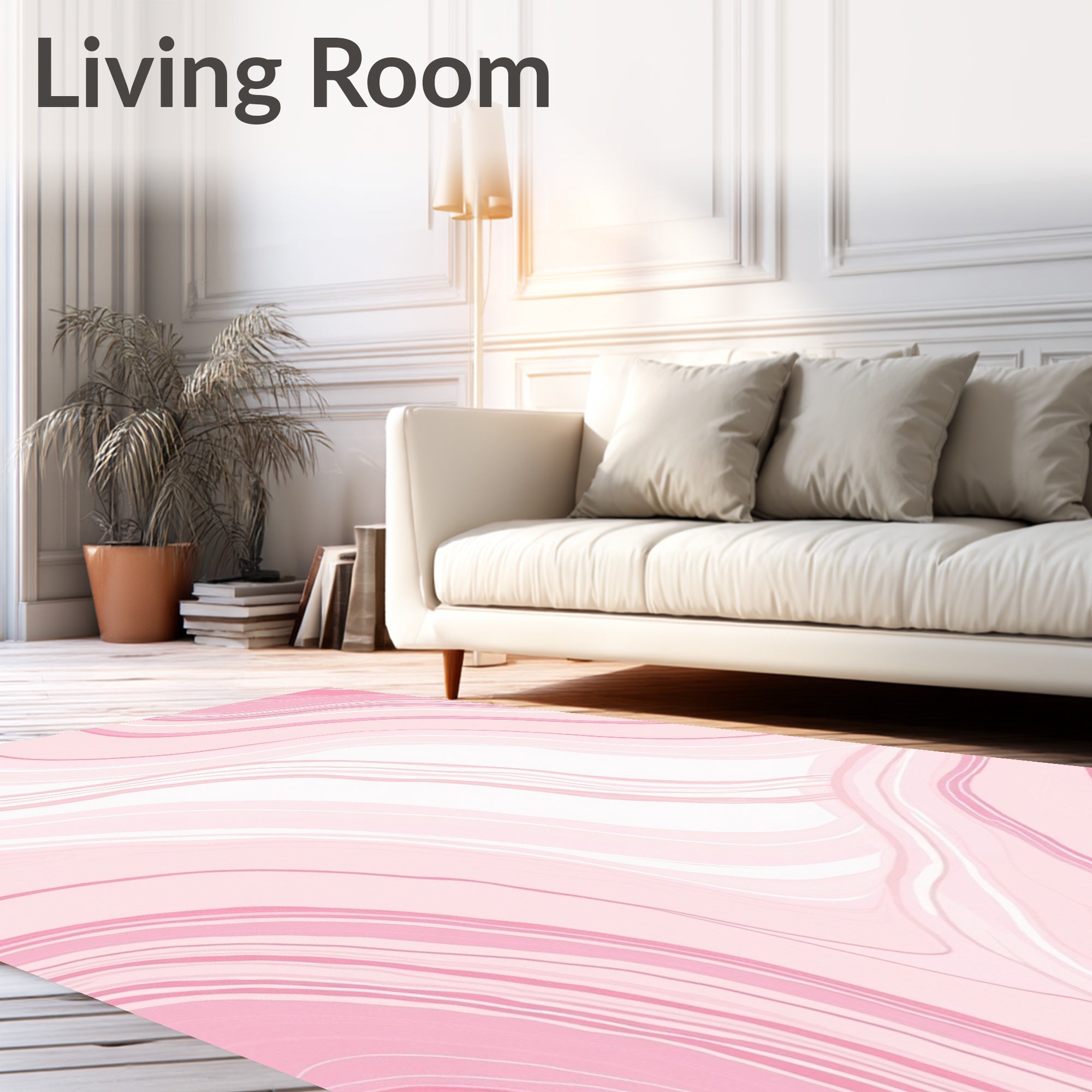 Pink Swirl Abstract Marble Pattern Rug