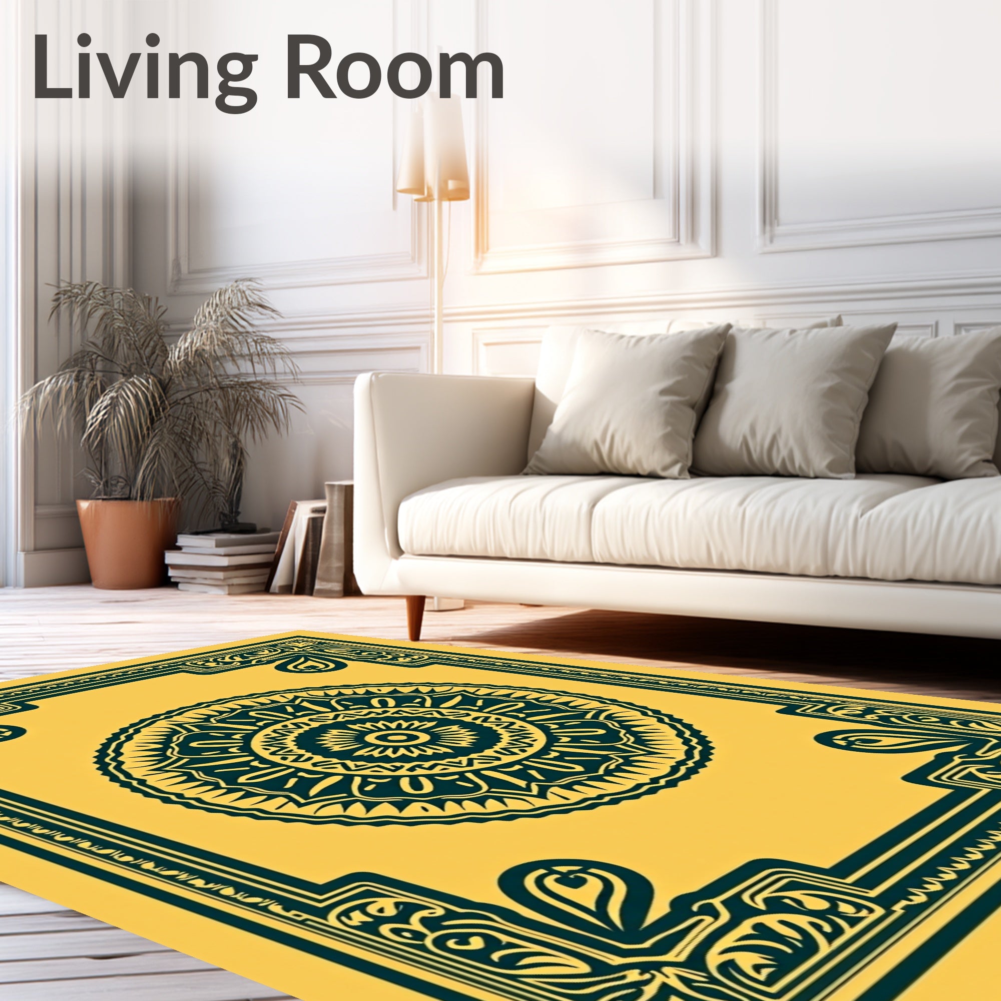 Ornamental Mandala Frame Pattern Rug