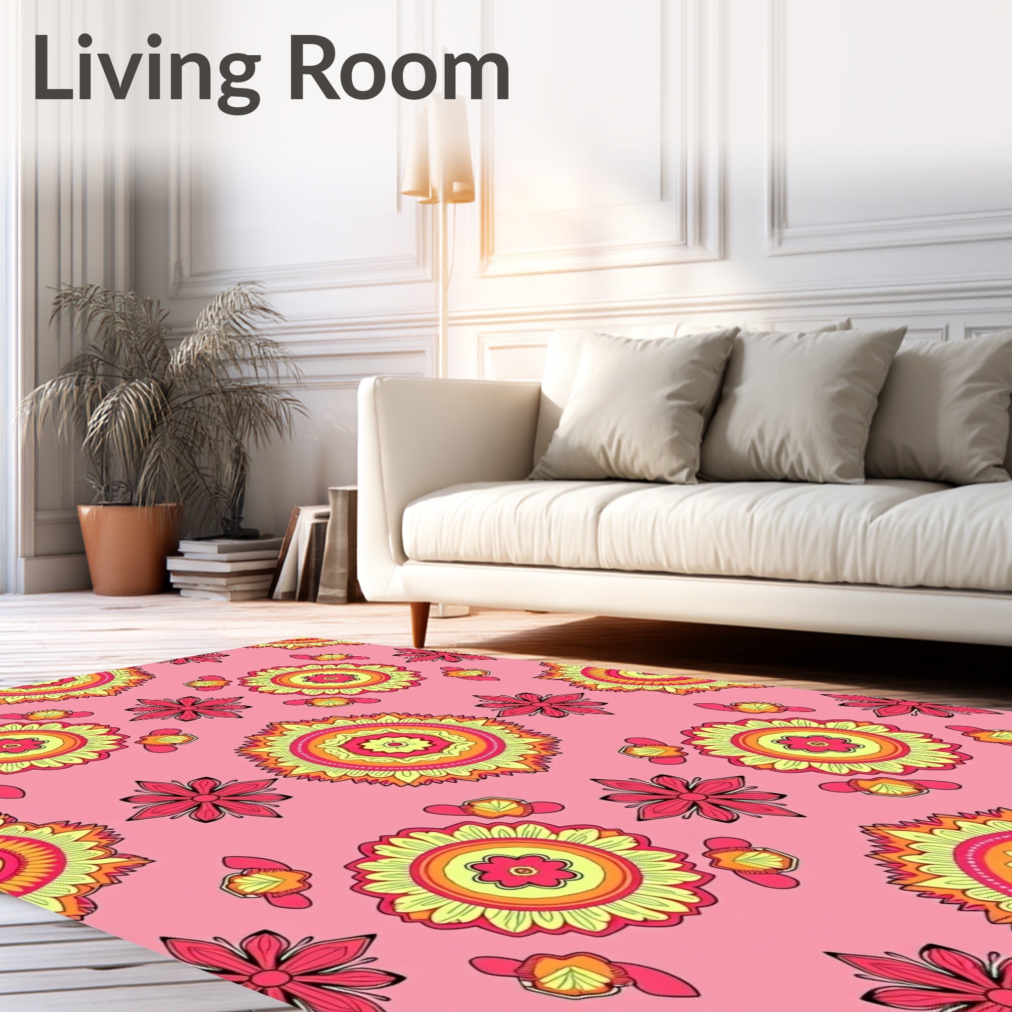 Vibrant Mandala Flower Pattern Rug