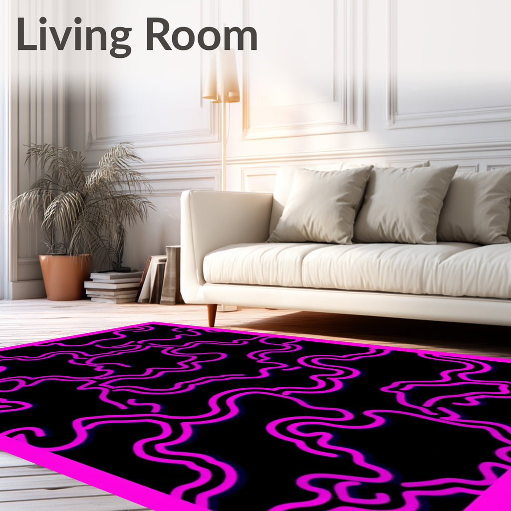 Bright Pink Wavy Lines Rug