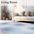 Soft Blue Sunburst Floral Design Rug