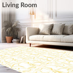 Abstract Golden Swirl Pattern Rug