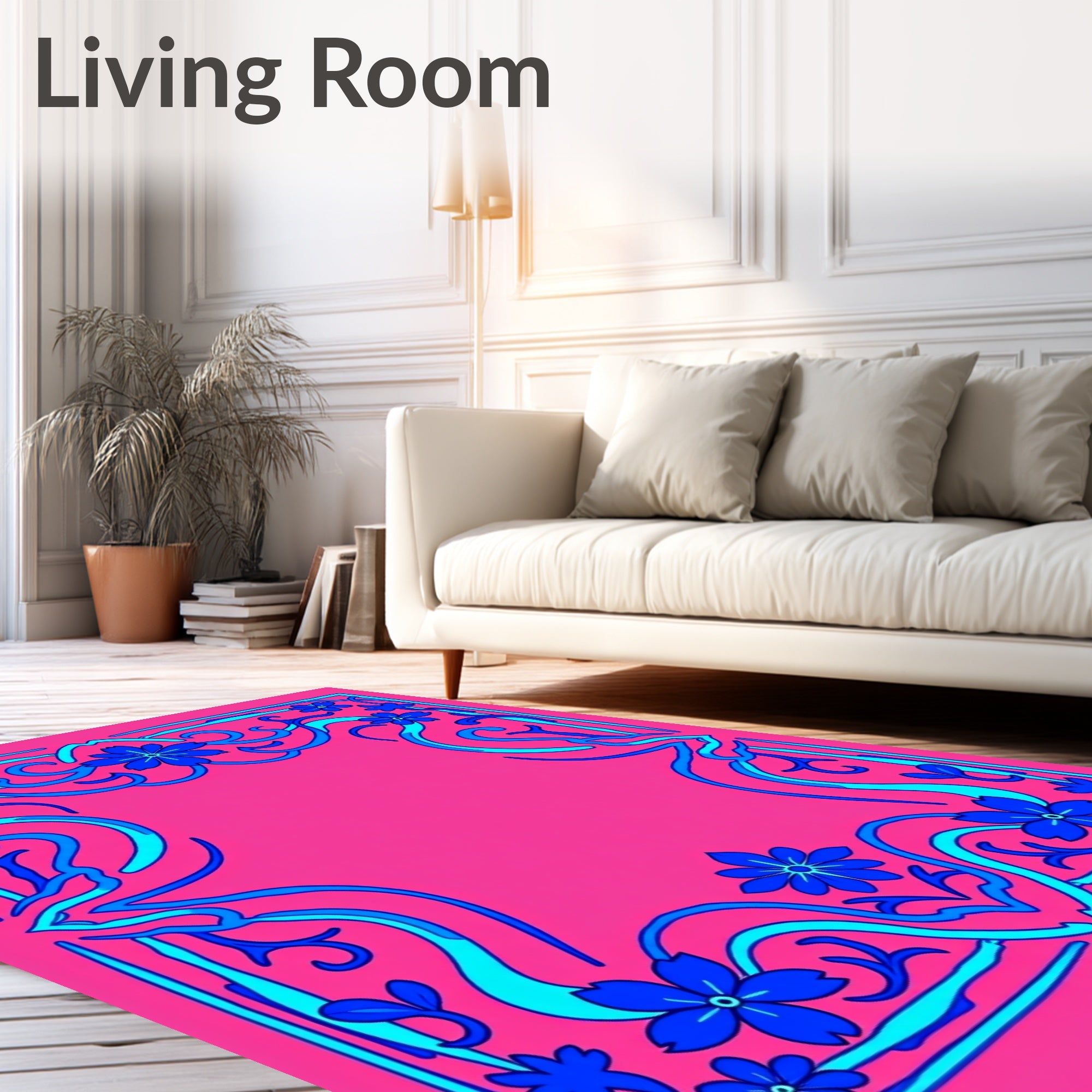 Vibrant Floral Swirls Design Rug
