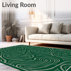 Dark Emerald Swirls Abstract Pattern Rug