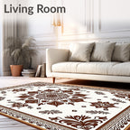 Brown Floral Mandala Inspired Design Rug