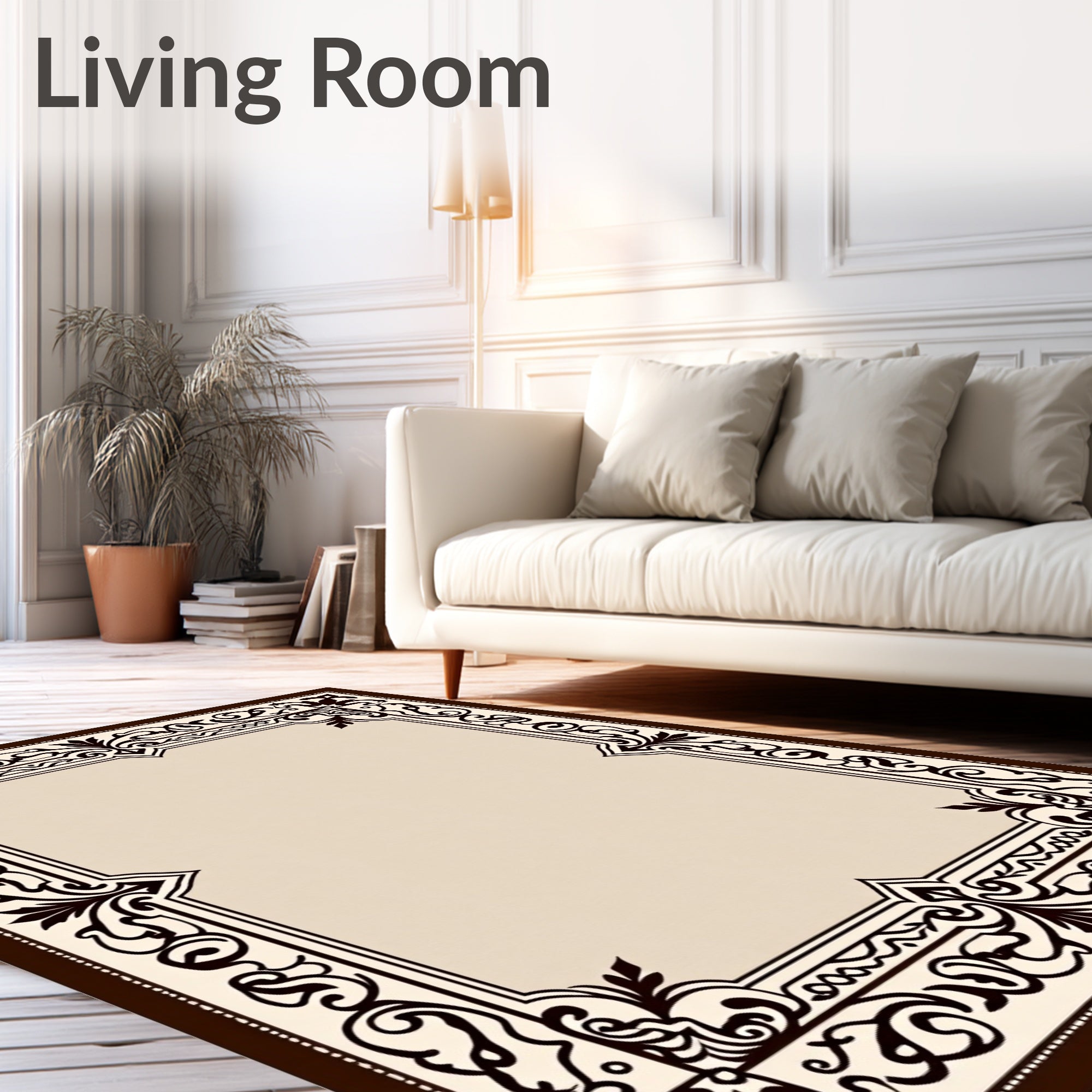 Elegant Arabesque Border Pattern Rug