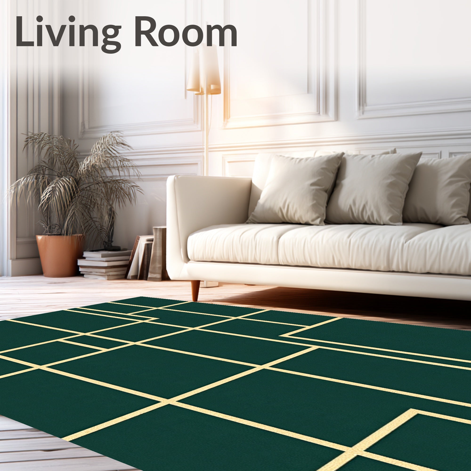Minimalist Teal Geometric Grid Design Rug