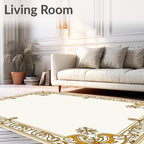 Ornate Gold Floral Scroll Border Rug