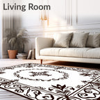 Intricate Floral Border Pattern Rug
