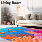 Bright Orange Fish Coral Garden Rug