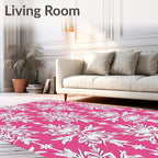Fuchsia White Ornate Medallion Floral Rug