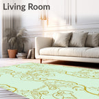 Gold Swirling Floral Damask Rug