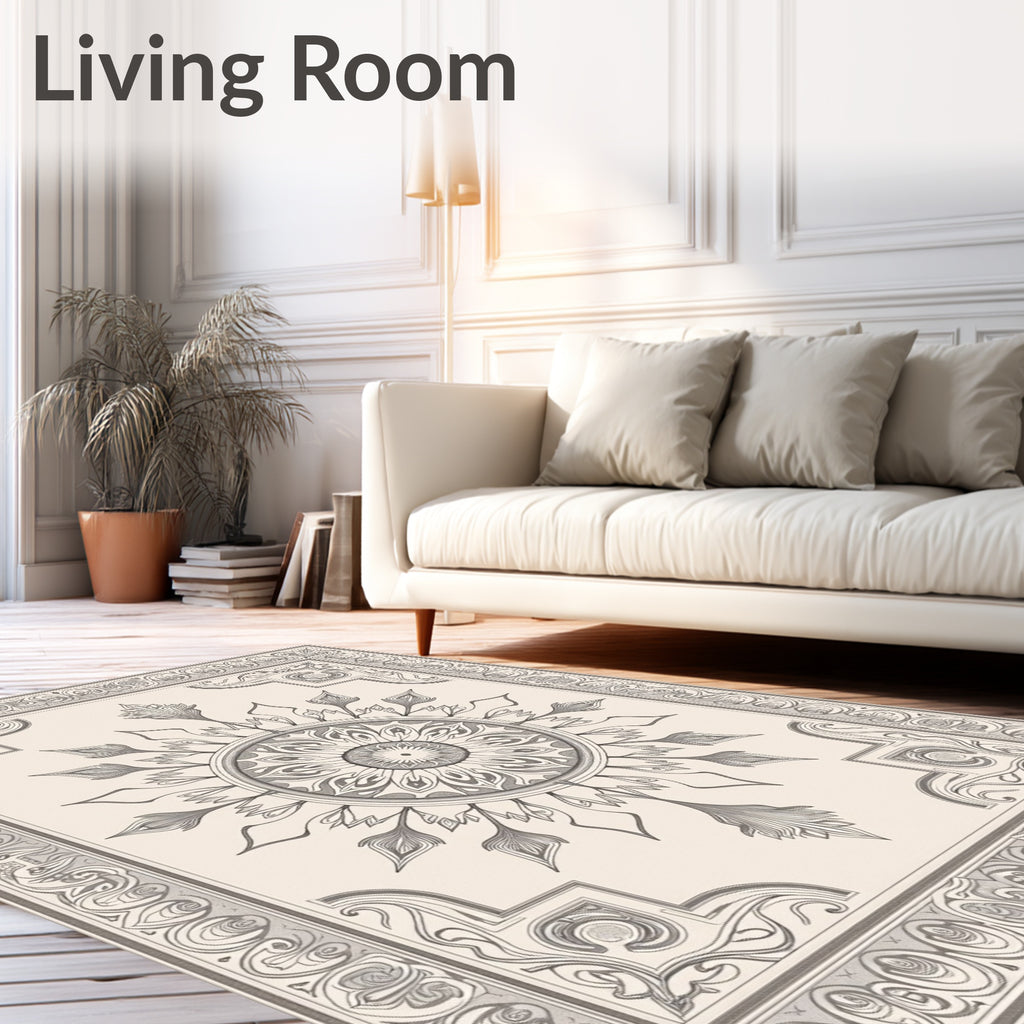 Intricate Floral Mandala Pattern Rug