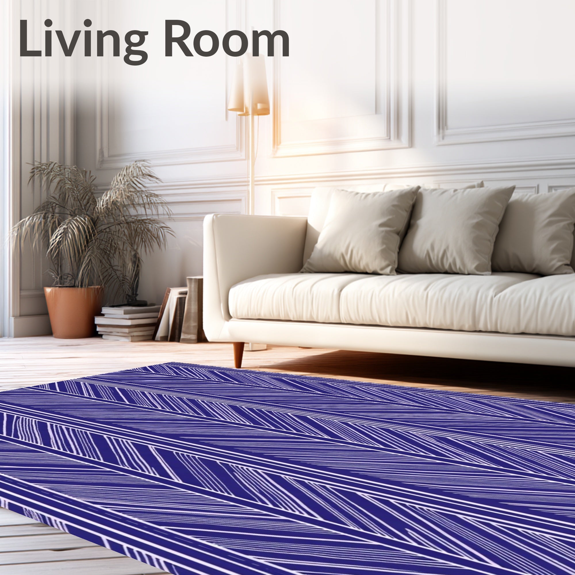 Indigo Chevron Stripe Pattern Rug