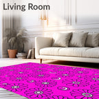 Delicate Pink Flower Swirl Pattern Rug