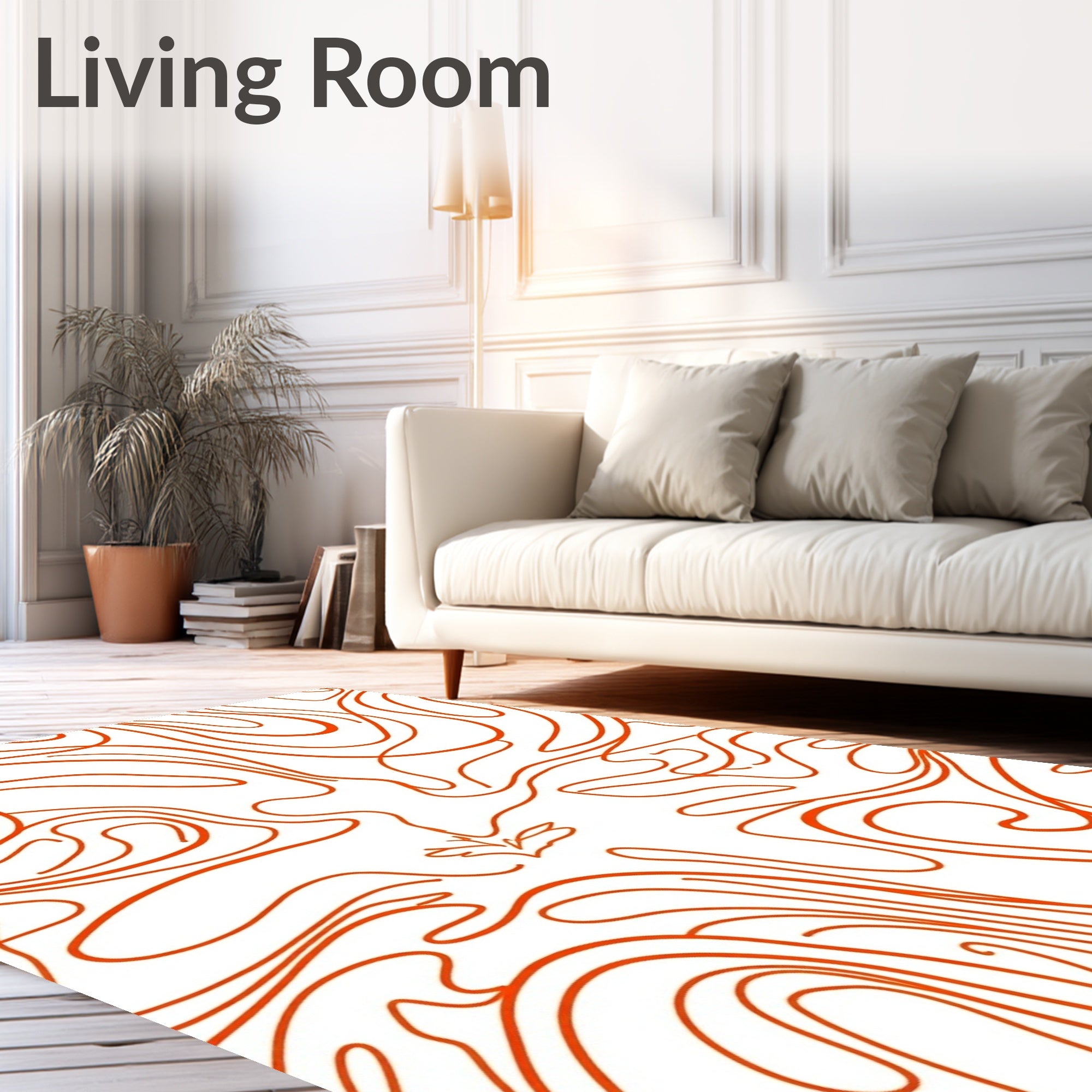 Flowing Orange Abstract Swirl Pattern Rug