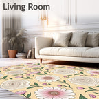 Delicate Floral Meadow Pattern Rug