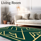 Green Gold Geometric Pattern Design Rug