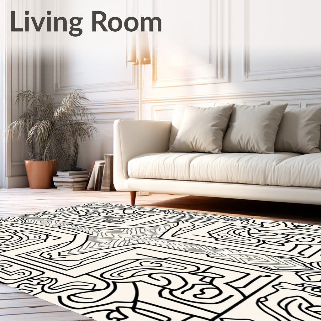Abstract Maze Lines Pattern Rug